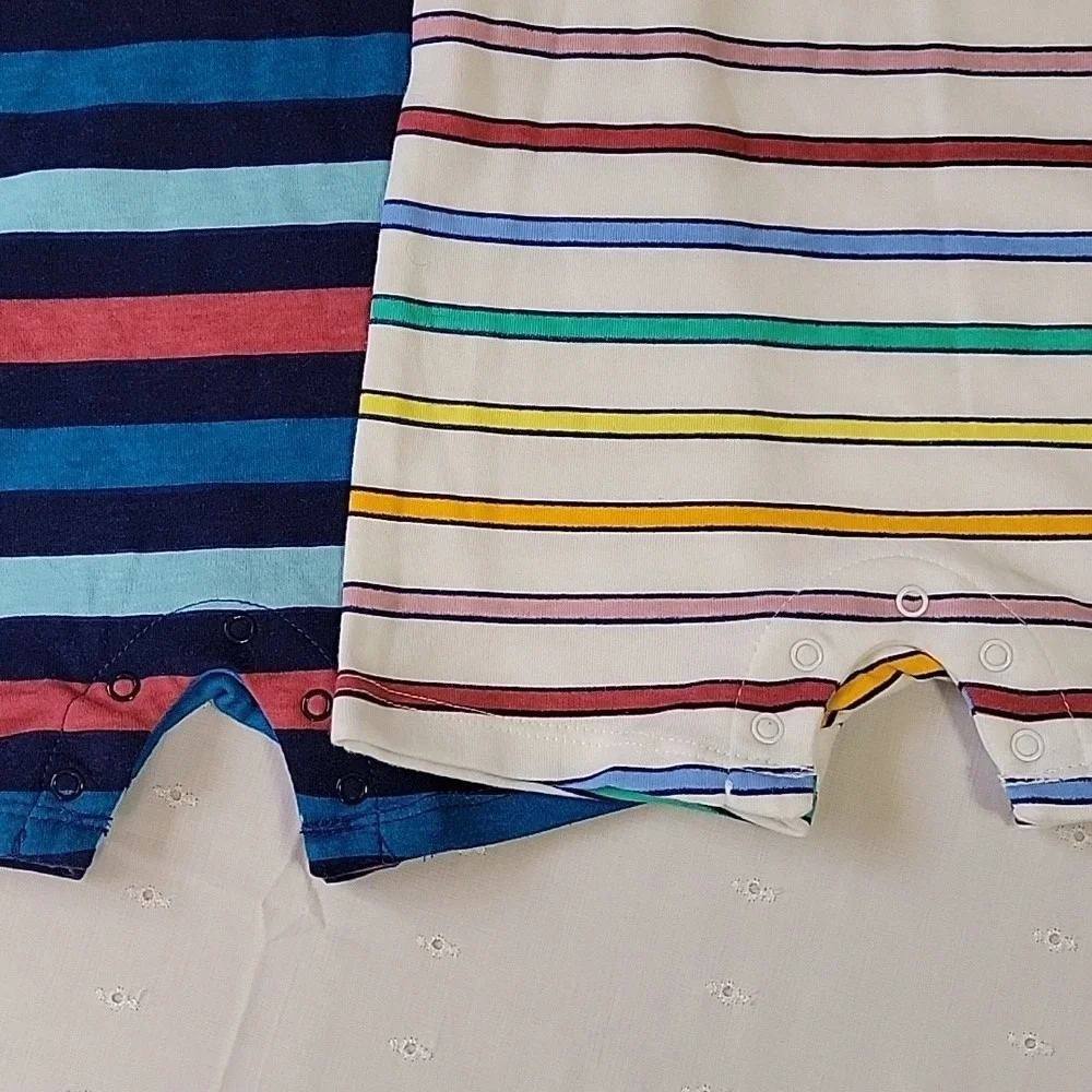 Crown & Ivy Baby Boys 12M Striped Polo Romper 2-Pack Blue Rose TCBM065‎ NEW